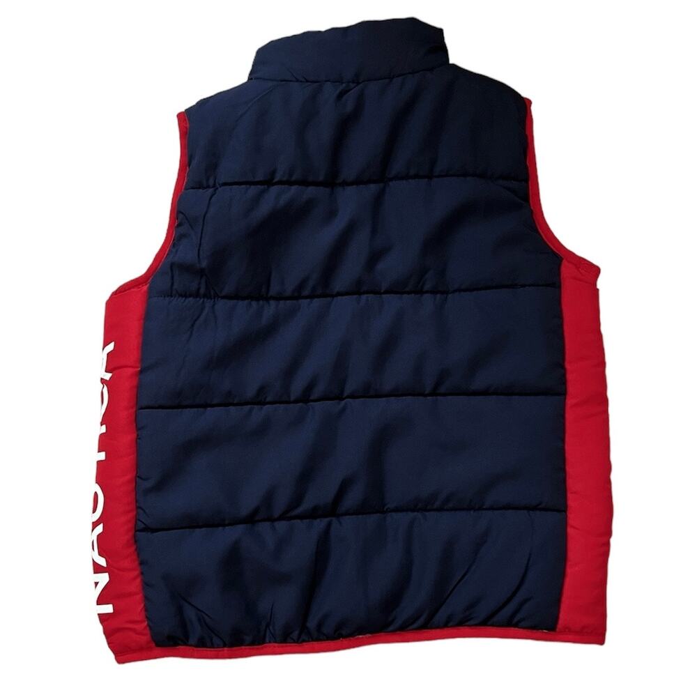 Nautica Boys Navy Red Colorblock Logo Puffer Vest 4 - Picture 6 of 6